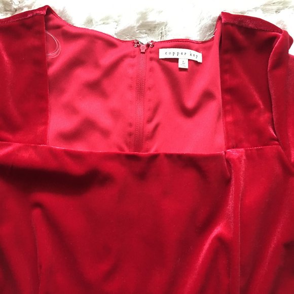 NWT Copper key Red velvet dress long sleeves L &M - Picture 6 of 12